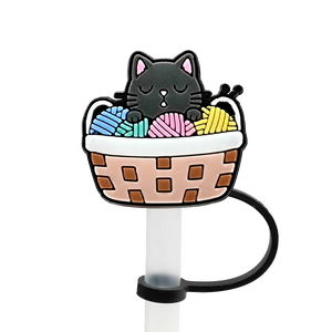 Couvre paille chat avec pelote de laine