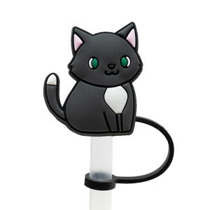 Couvre paille chat noir yeux vert