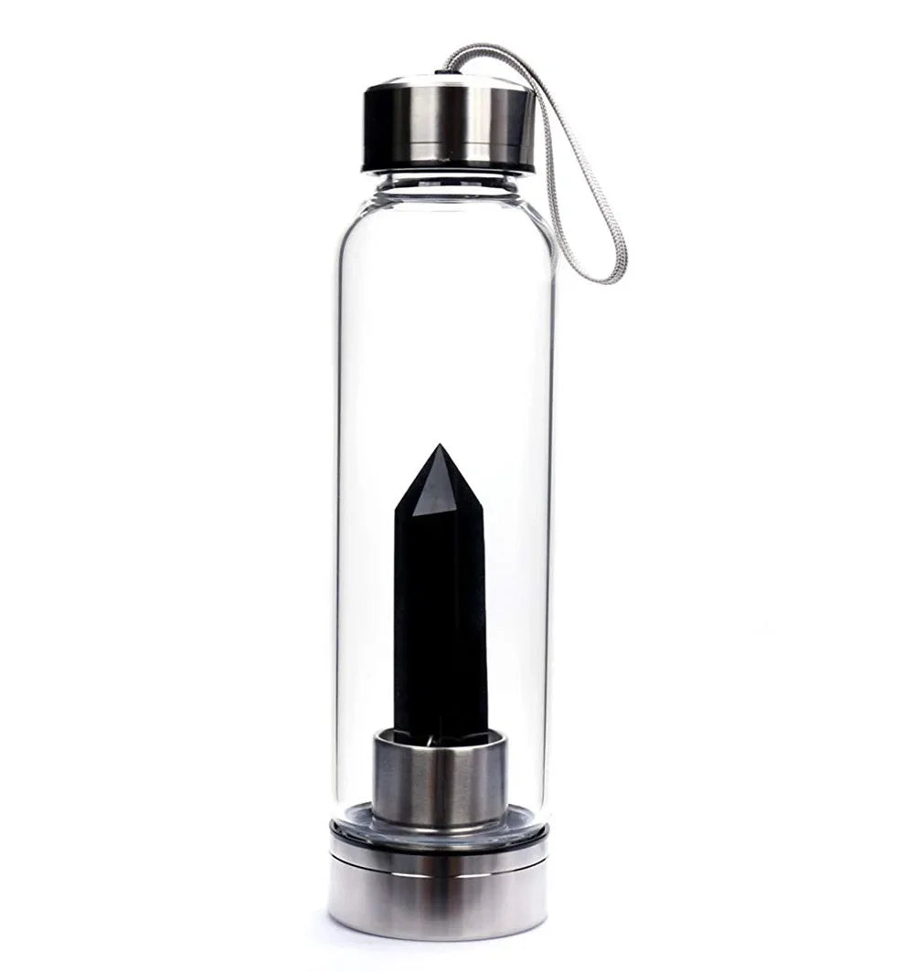 Gourde verre obsidienne noire