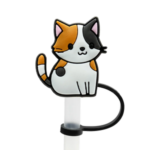 Couvre paille chat noir orange et blanc