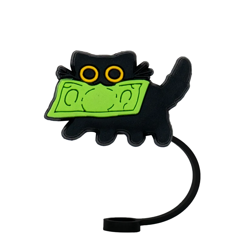 couvre paille chat noir avec billet