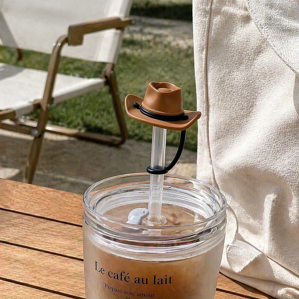 embout paille chapeau de cowboy marron