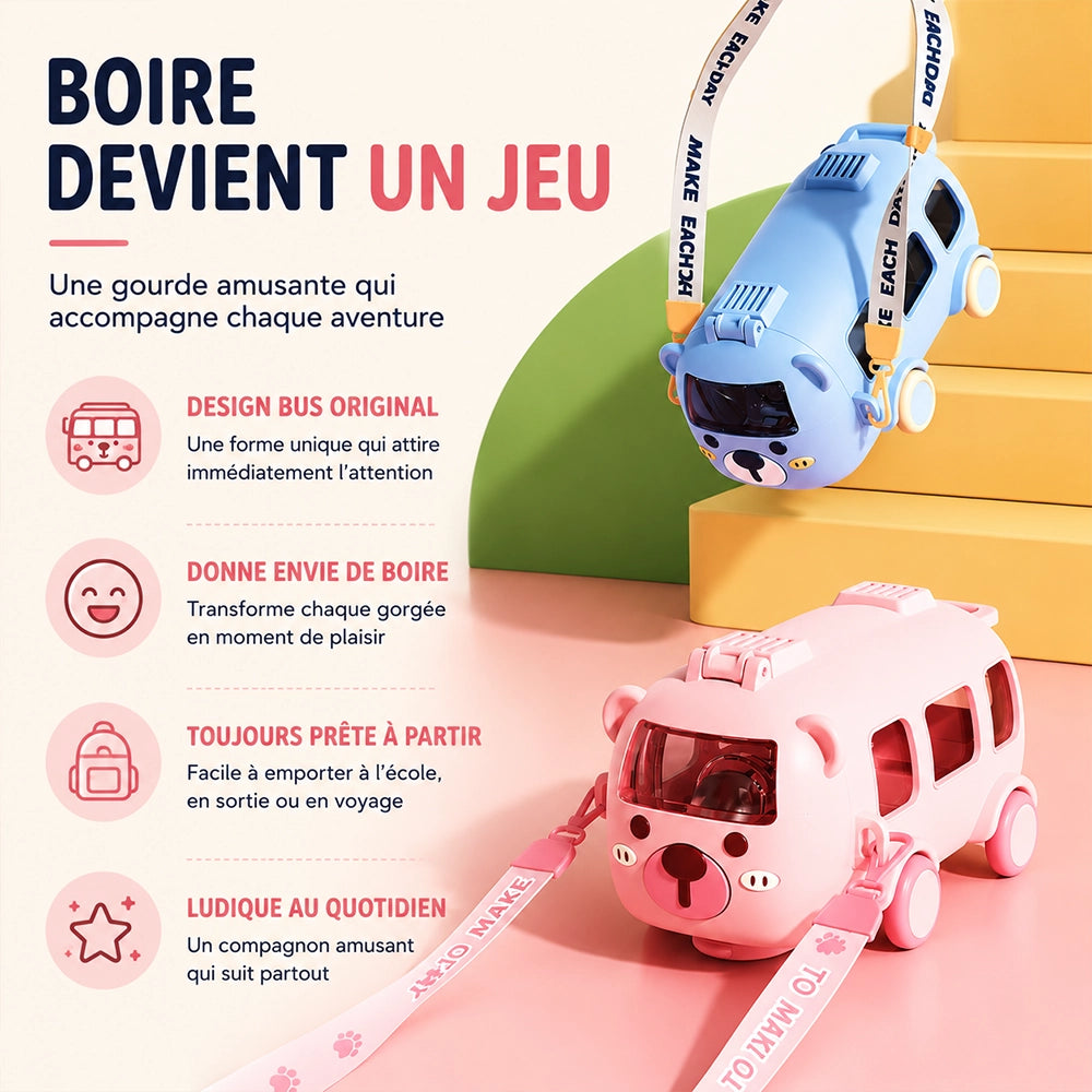 gourde amusante enfant avec paille