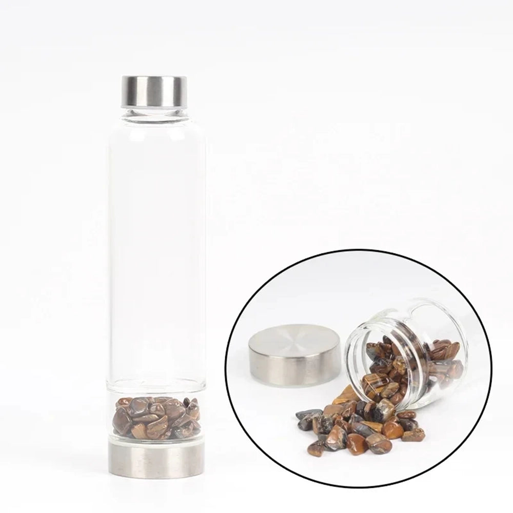gourde en verre avec pierre œil du tigre