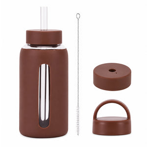 gourde en verre protection marron