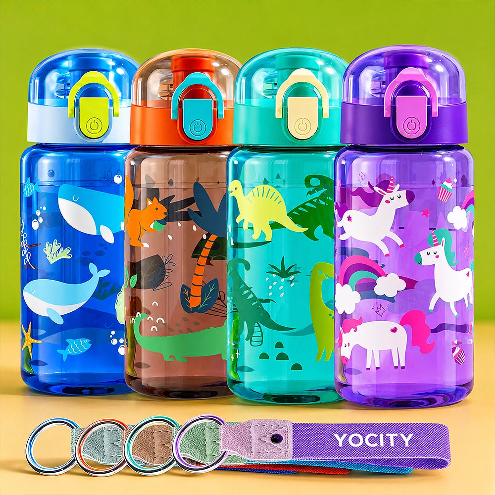 gourde pour enfant avec couvercle et bouton