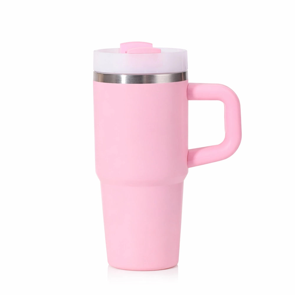 gourde rose tasse avec poignée paille