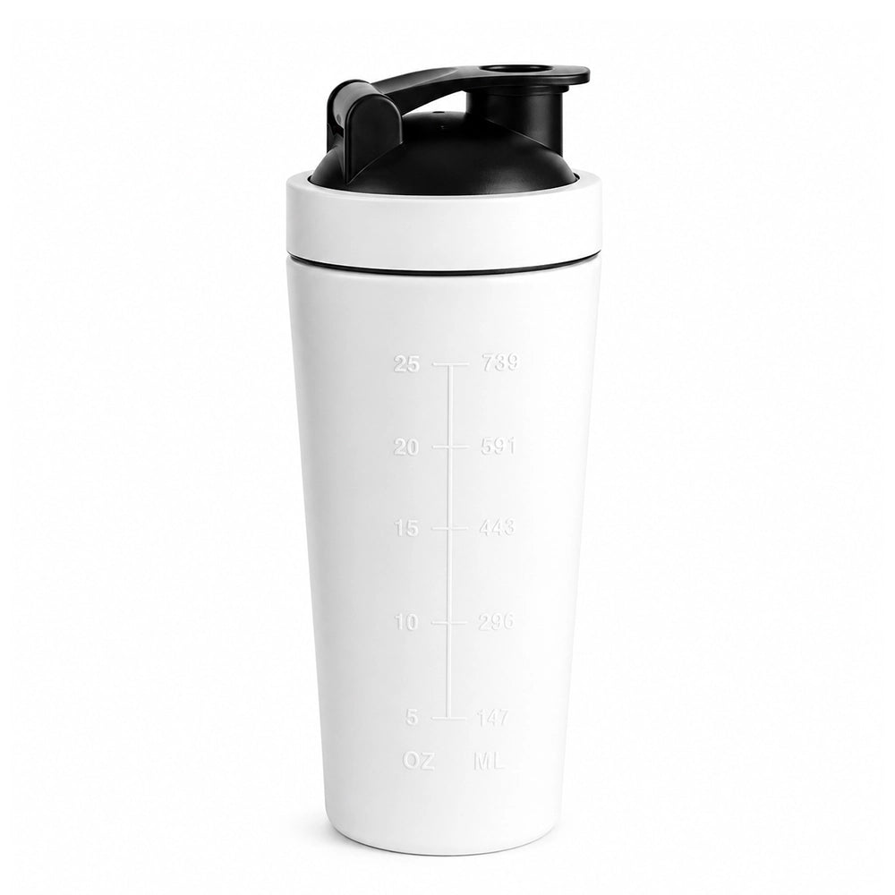 gourde shaker blanc avec graduation