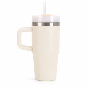 gourde tasse beige avec paille
