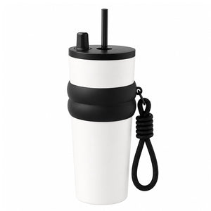 gourde thermos blanc avec paille