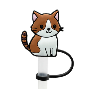 Couvre paille chat marron et blanc