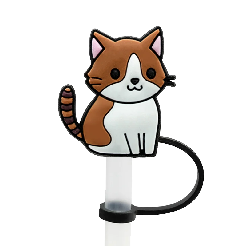 Couvre paille chat marron et blanc