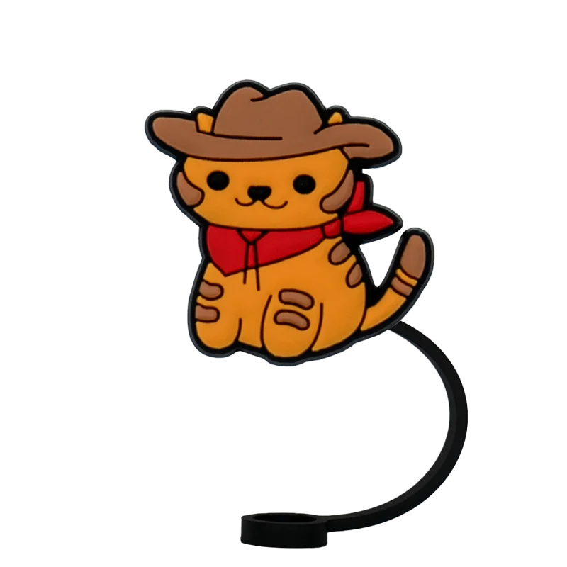 Couvre paille chat roux cowboy