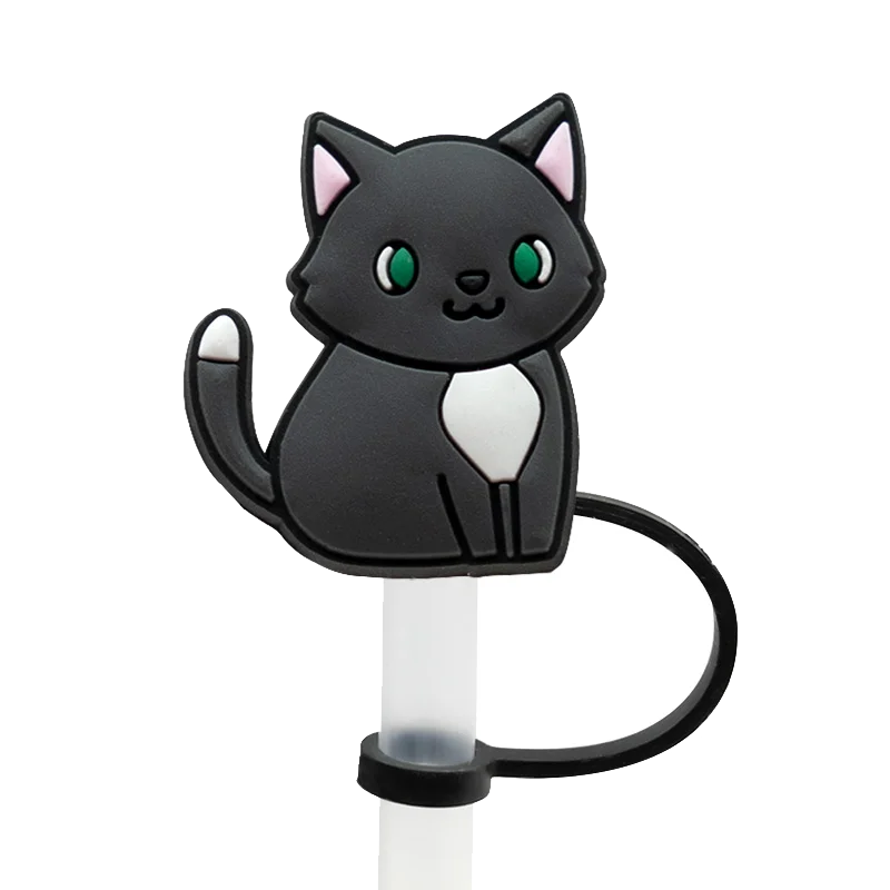 Couvre paille chat noir yeux vert