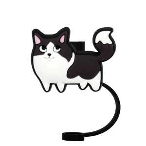 Couvre paille chat noir et blanc