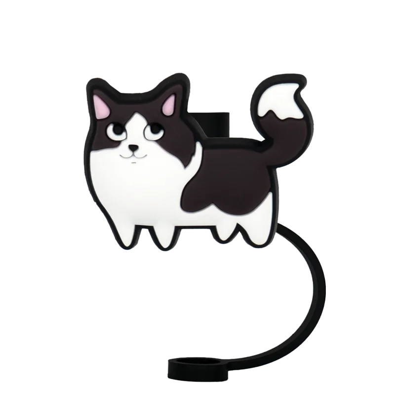 Couvre paille chat noir et blanc