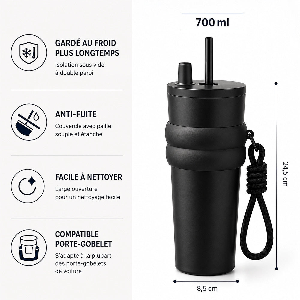 caractéristique de gourde thermos avec paille