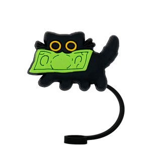 couvre paille chat noir avec billet