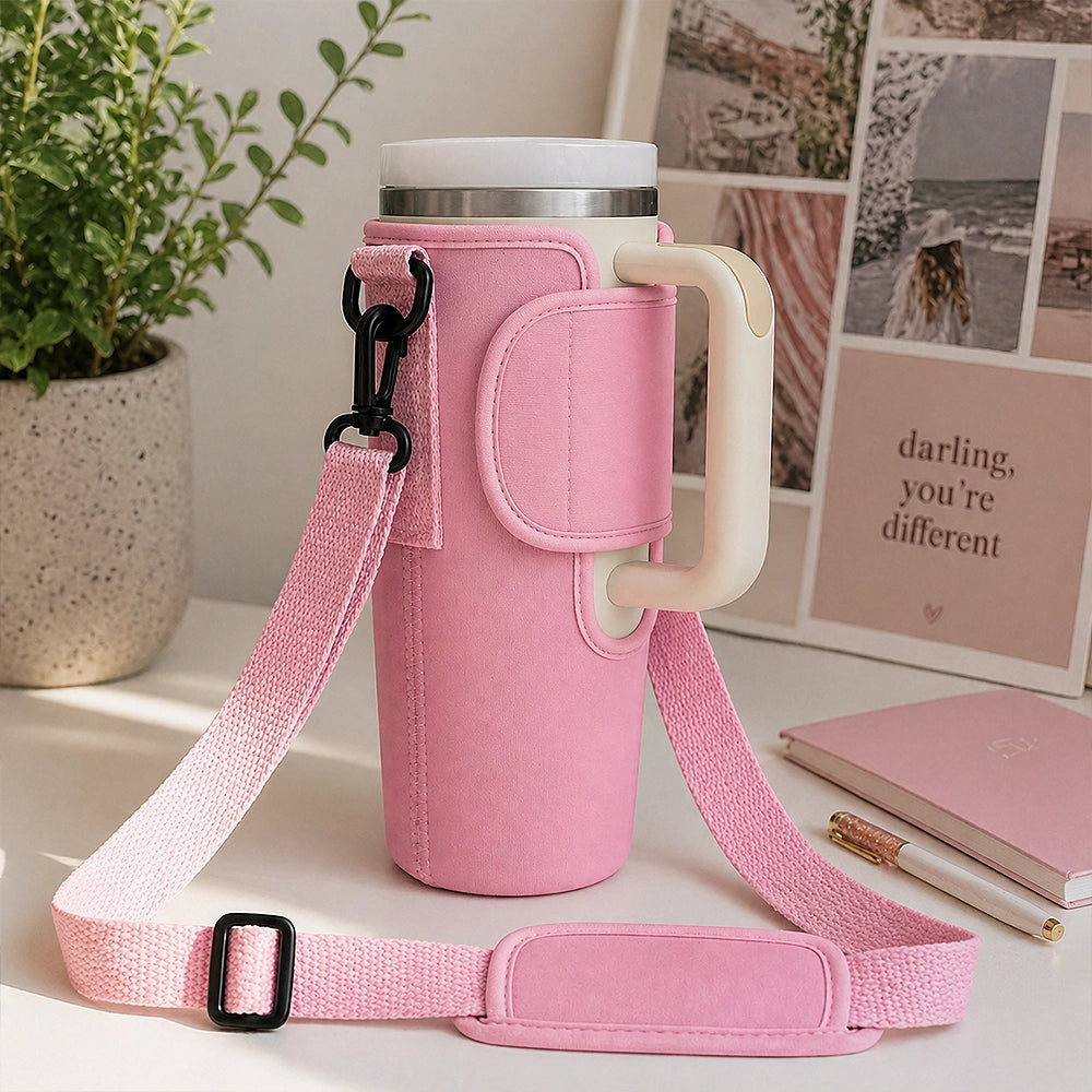 étui de gourde rose avec poignée