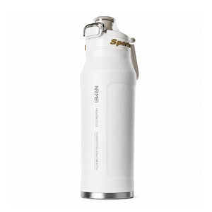 gourde blanche isotherme avec bouton et couvercle