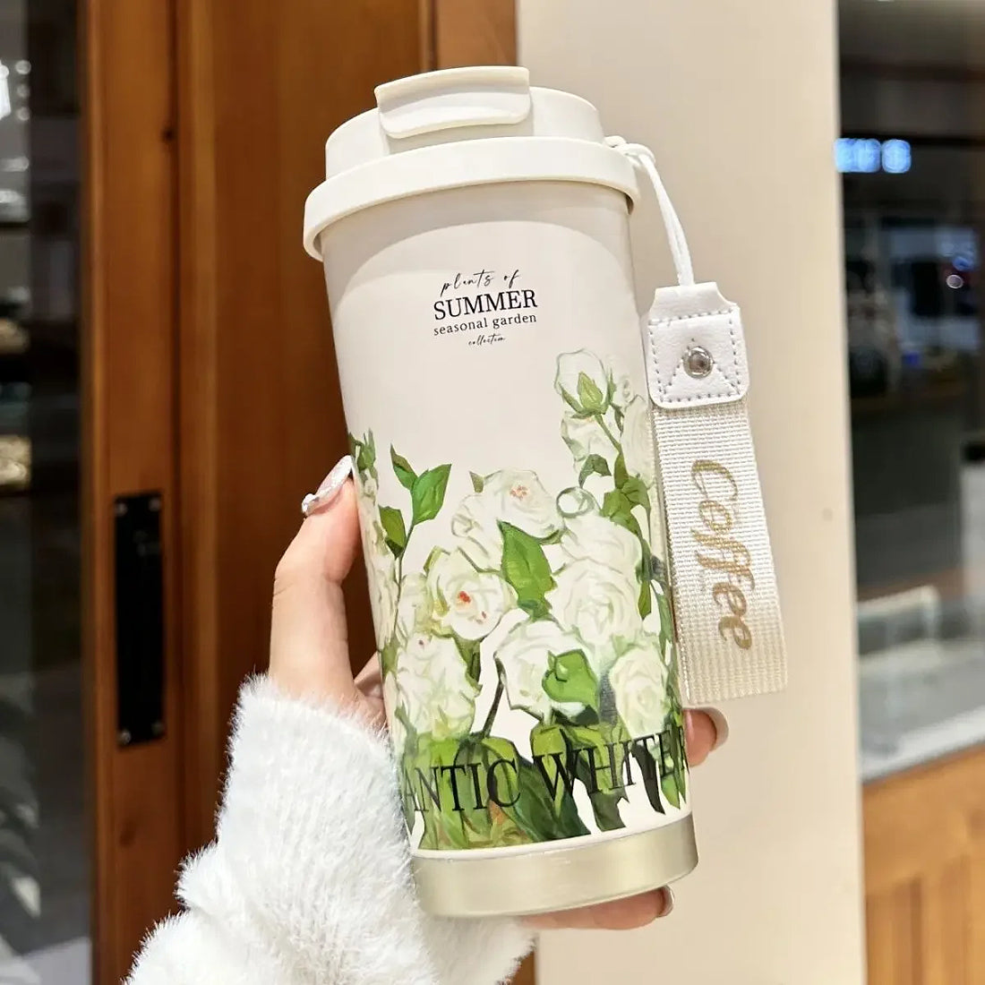 gourde design fleurs thermos