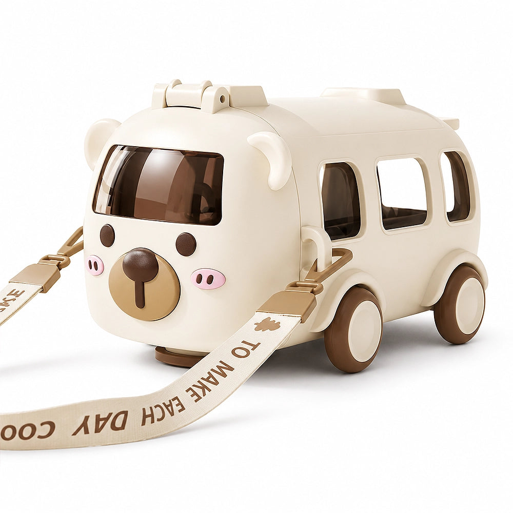 gourde enfant camion beige avec paille