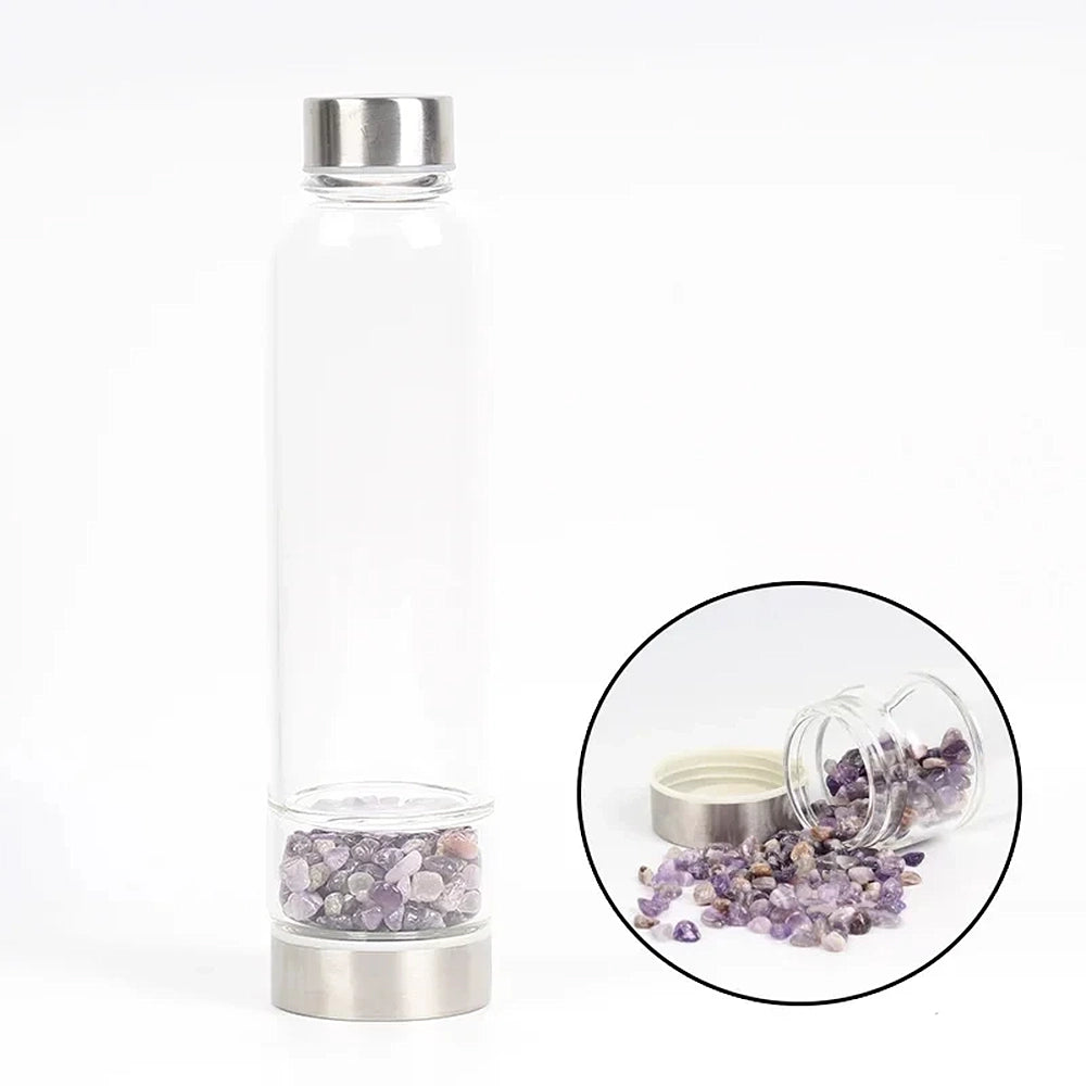 gourde en verre avec améthyste fin