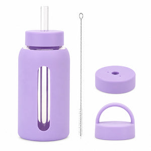 gourde en verre avec protection silicone violet
