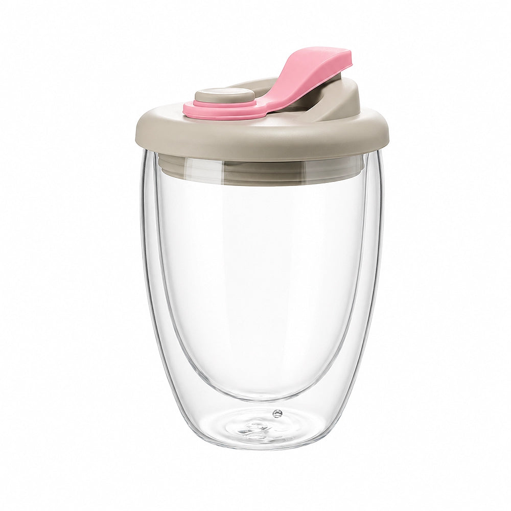 gourde en verre double paroi rose