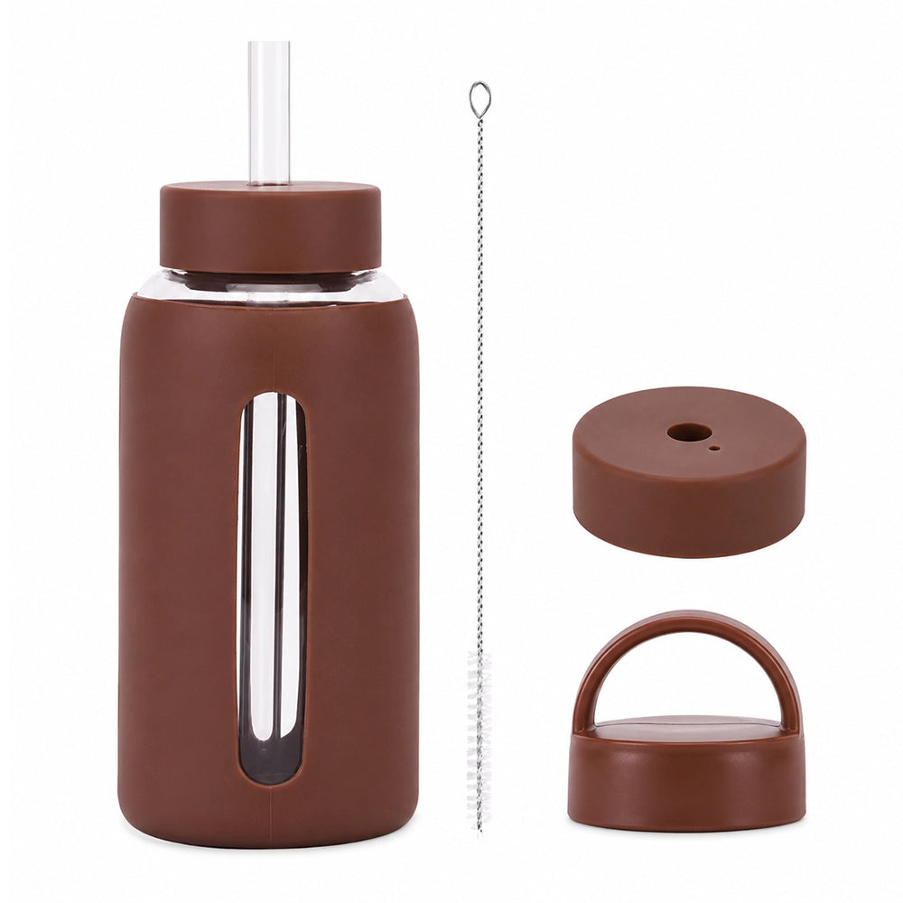 gourde en verre protection marron