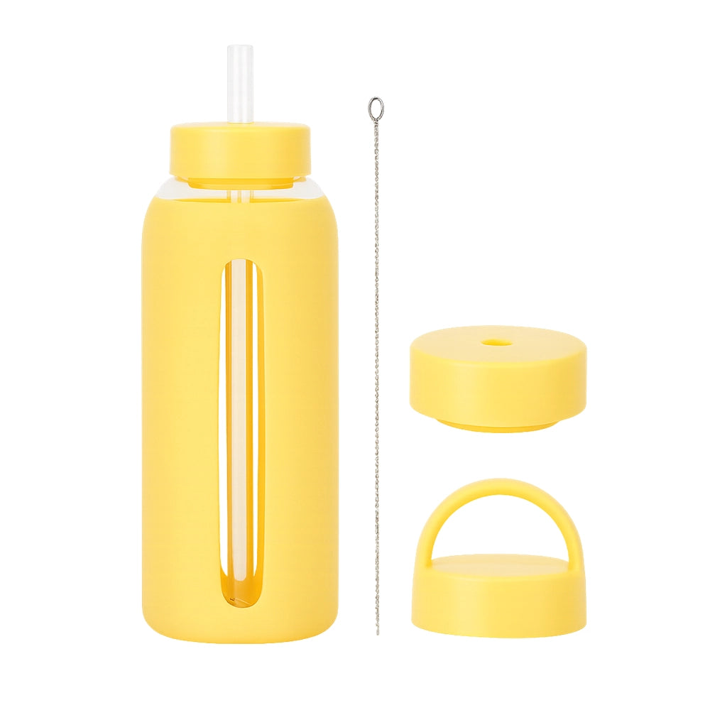 gourde en verre protection silicone jaune