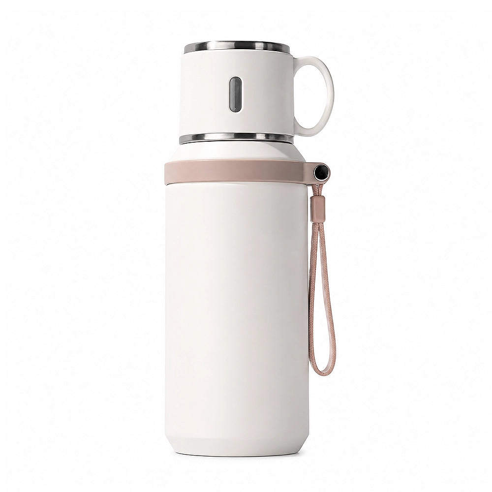 gourde inox avec tasse et gobelet