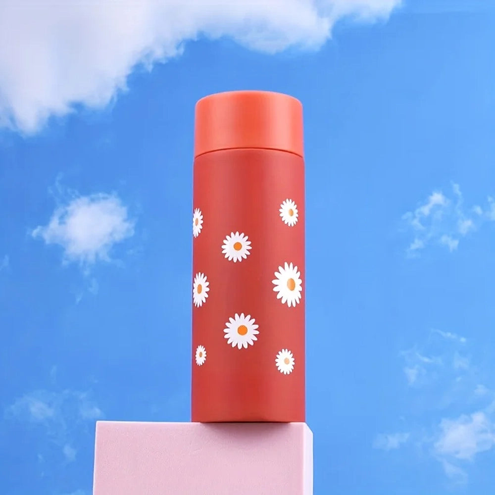 gourde inox rouge avec fleurs