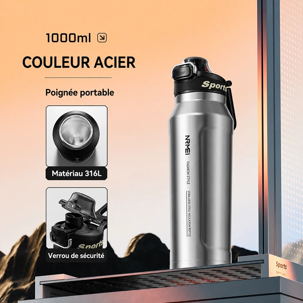 gourde isotherme argenté 1000ml