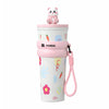 gourde isotherme thermos panda rose avec dragonne