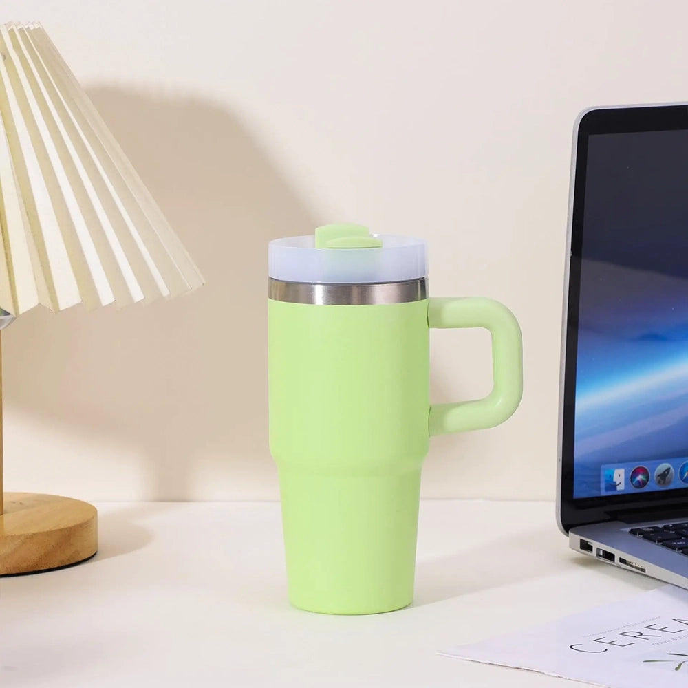 gourde isotherme thermos verte avec poignée