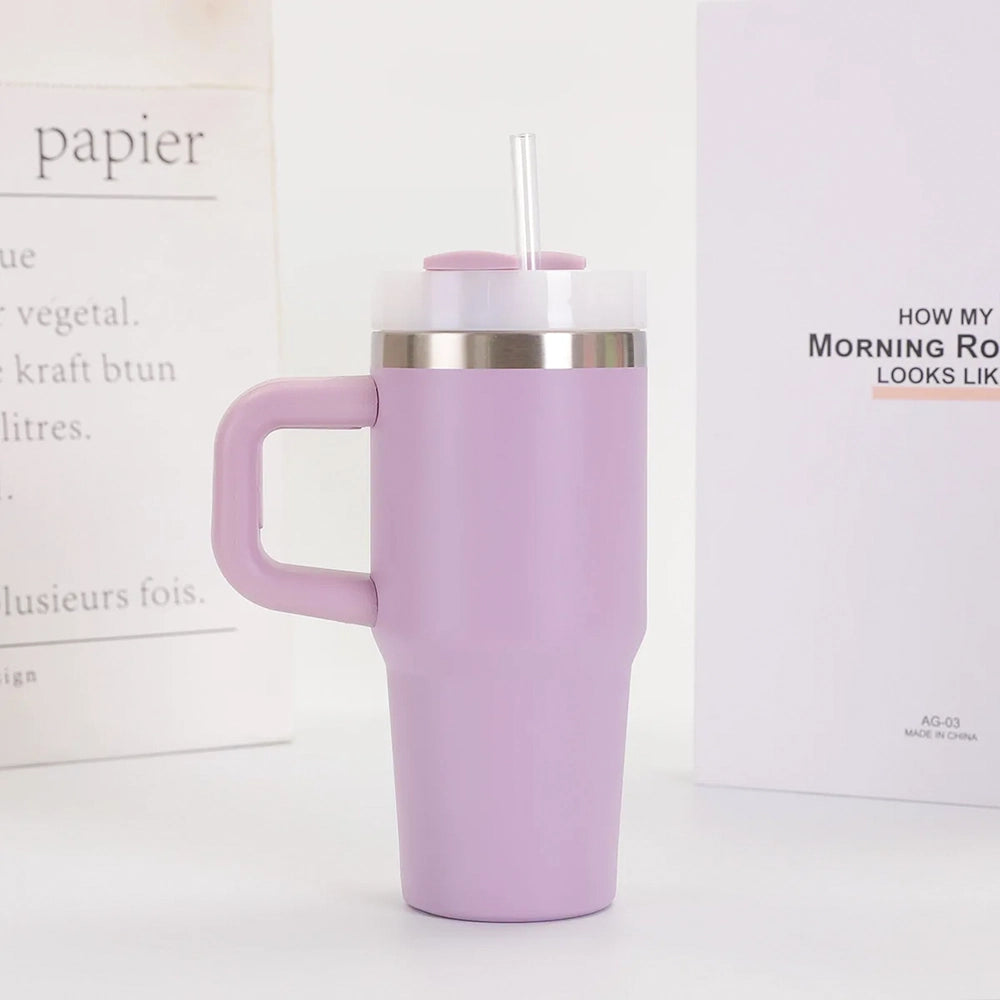 gourde isotherme violette avec paille