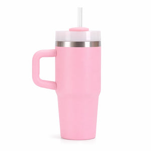 gourde mug rose avec poignée et paille