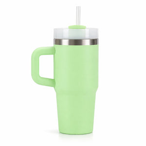 gourde mug verte avec paille et poignée