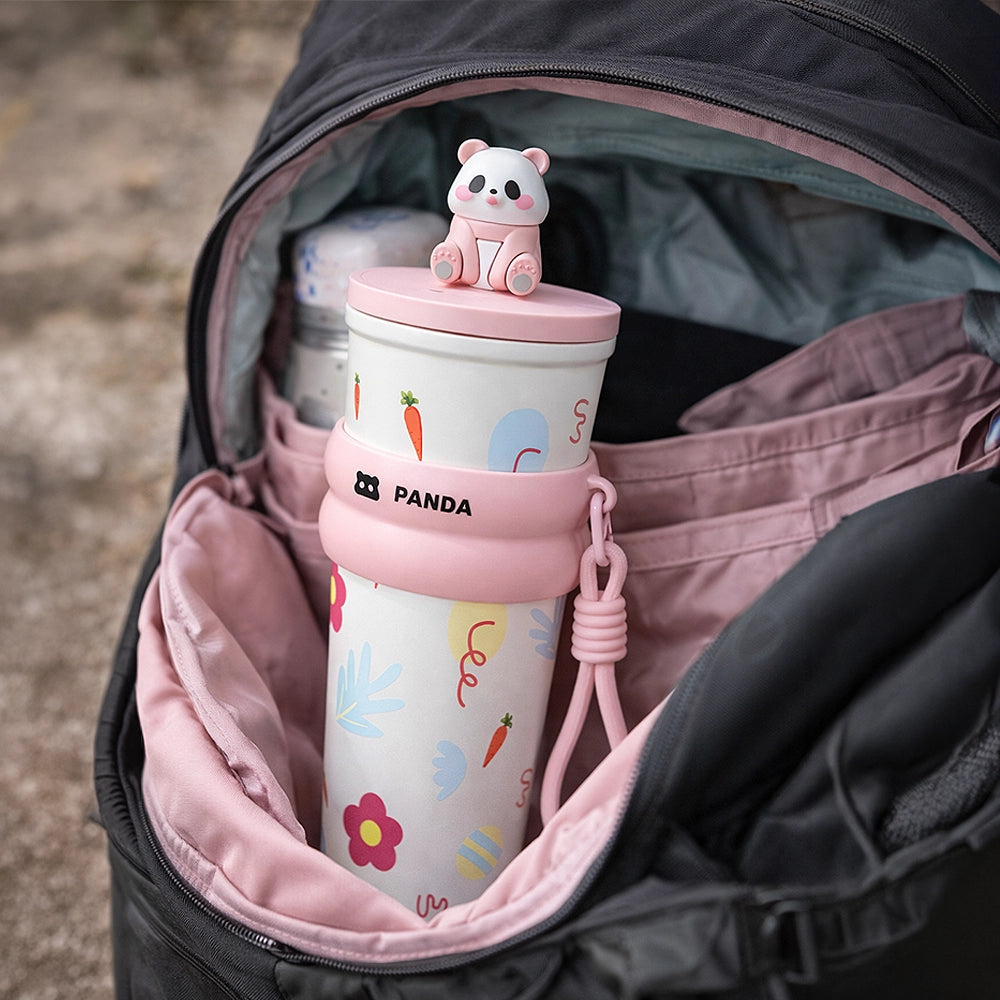 gourde panda rose isotherme thermos