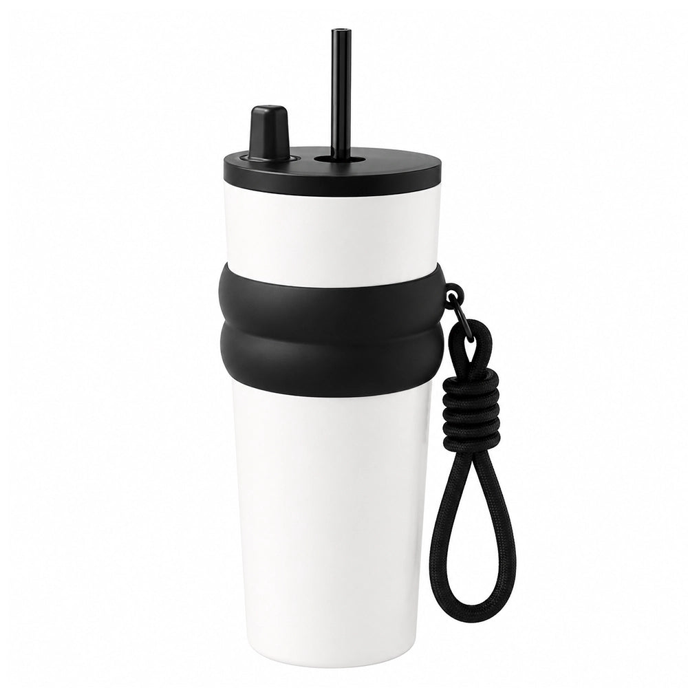 gourde thermos blanc avec paille