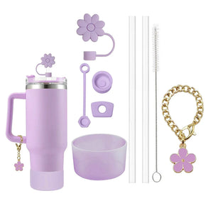 kit décoration protection violet avec paille