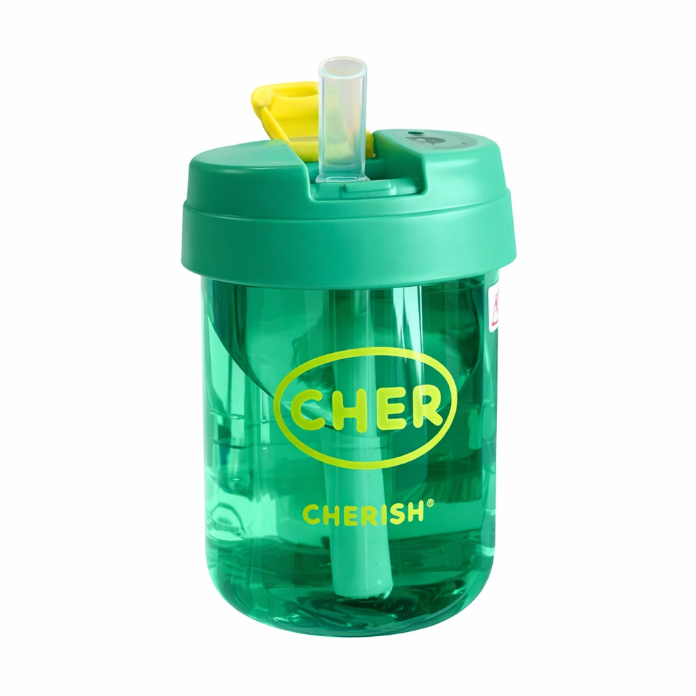 mini gourde verte et jaune avec paille
