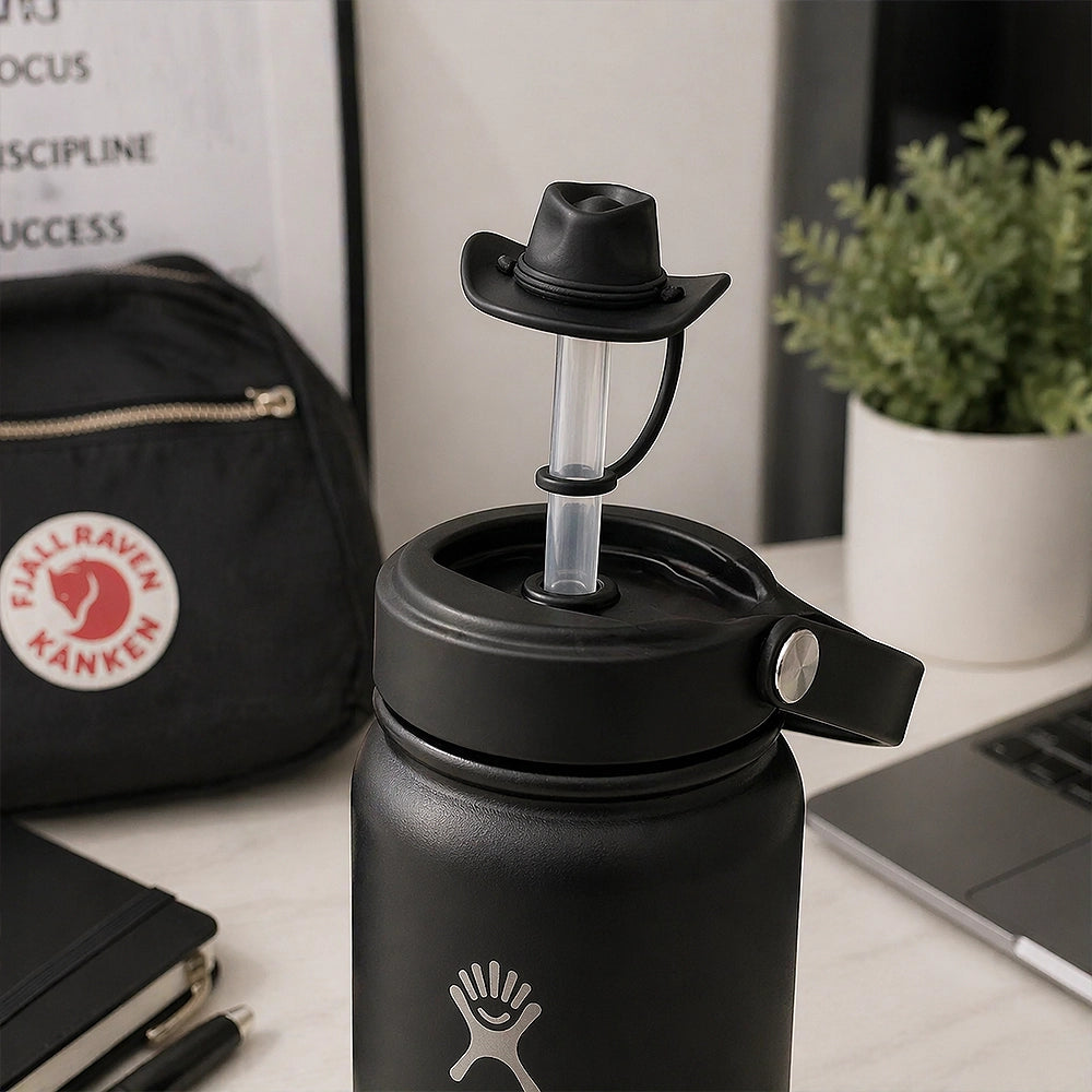 protection paille embout chapeau de cowboy noir
