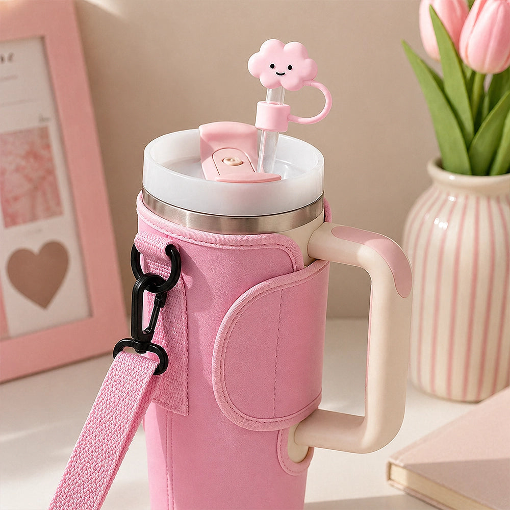 protège paille nuage rose