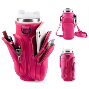 sac pour gourde rose avec sangle