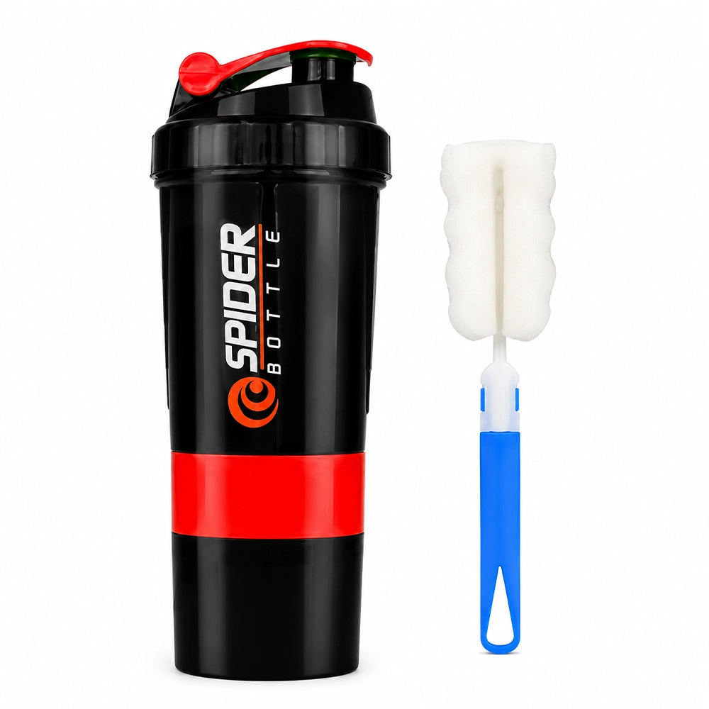 shaker rouge 500ml avec brosse de nettoyage