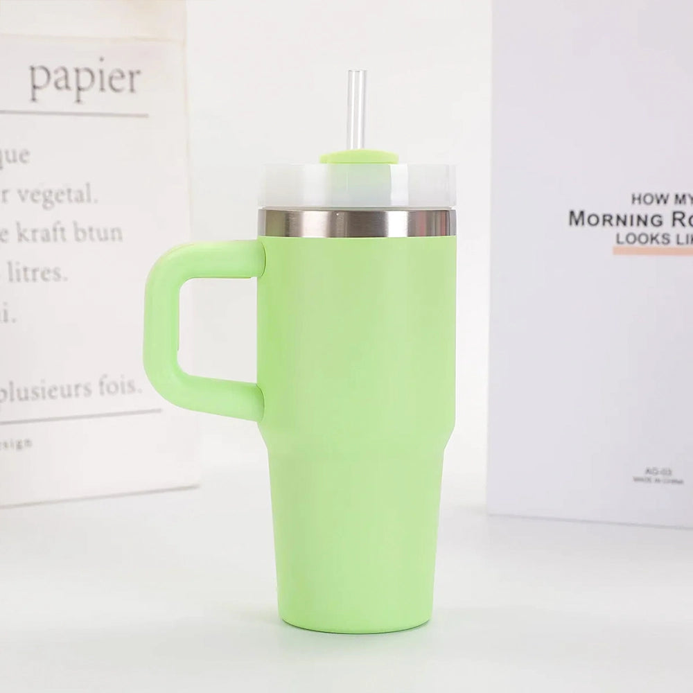 thermos isotherme avec poignée et paille